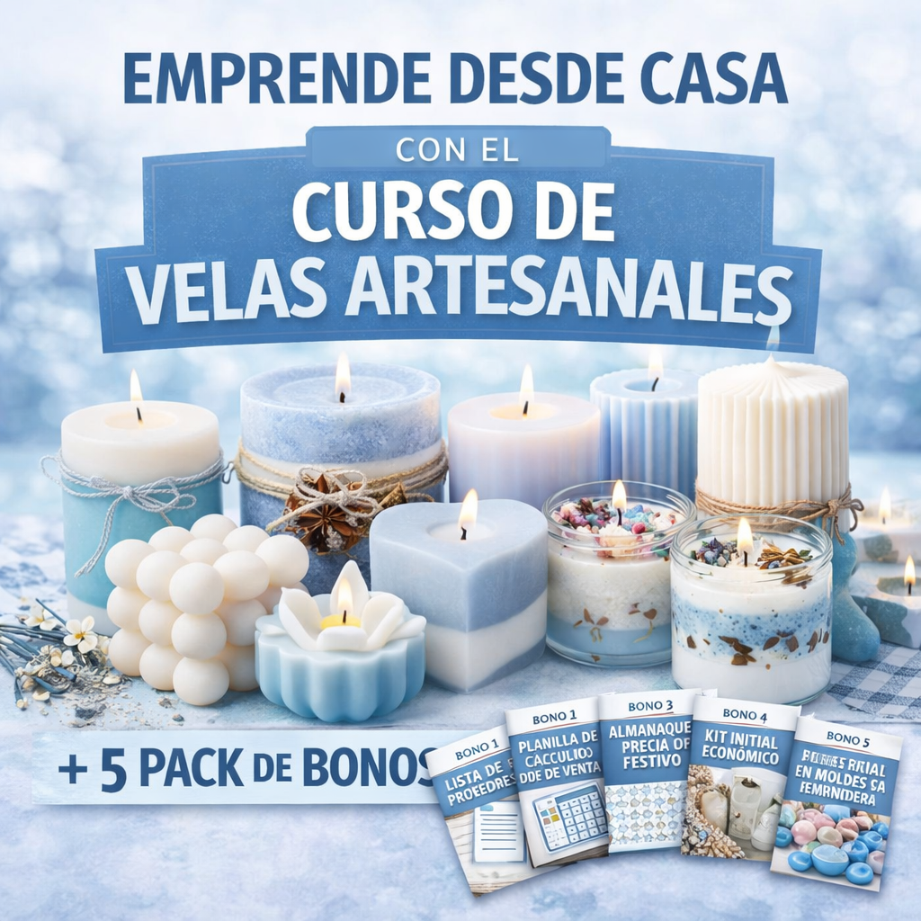 Emprende con Velas Artesanales + 5 Packs de Bonos: Gana +700.000 al mes